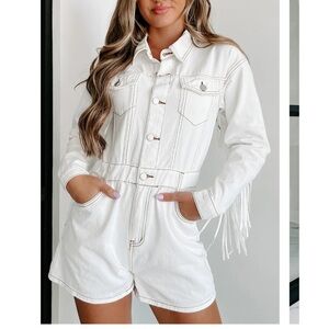 fringe boutique white romper